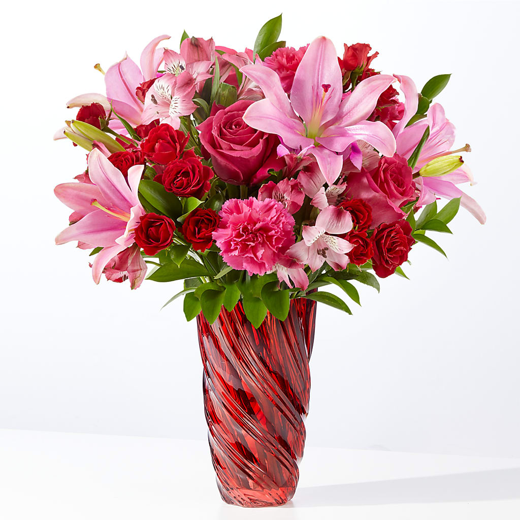 In Love Bouquet with Luxe Swirl Vase – BLOOMERS FLOWERS & GIFTS, Campbell CA