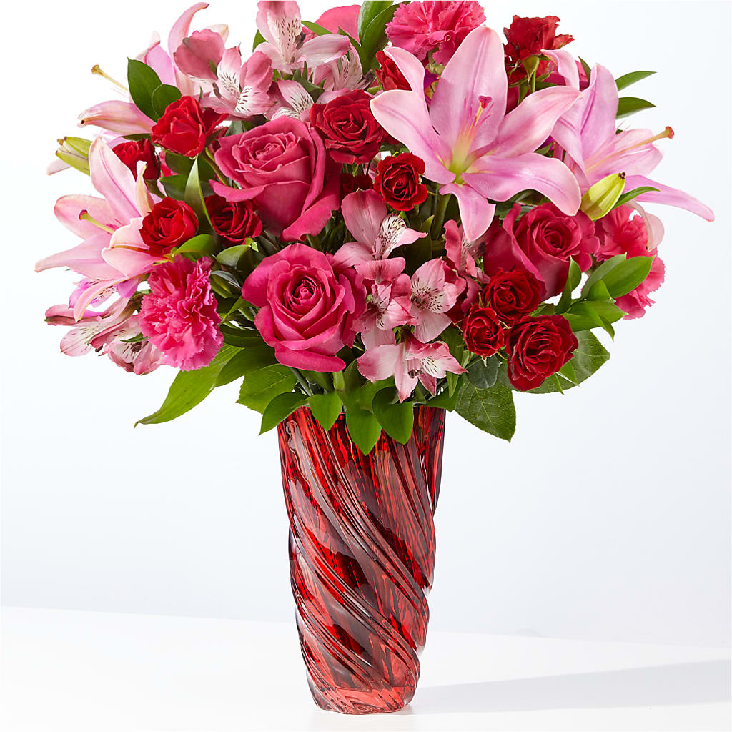 In Love Bouquet with Luxe Swirl Vase – BLOOMERS FLOWERS & GIFTS, Campbell CA