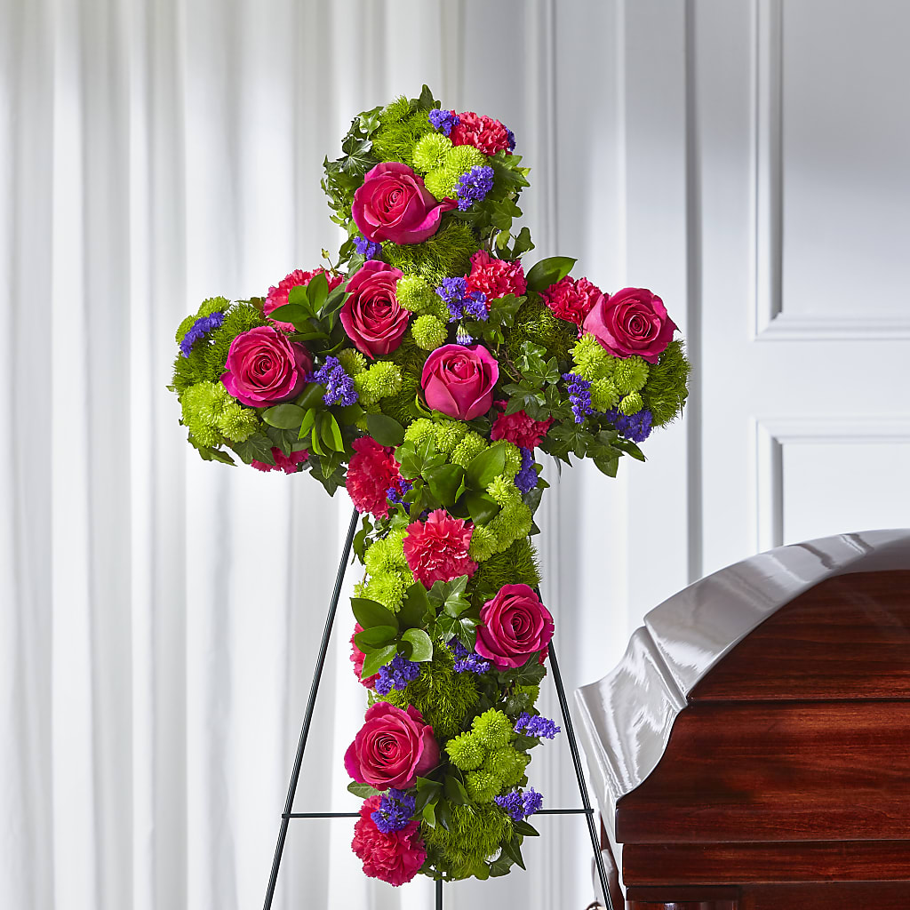 Tribute Rose Floral Cross – BLOOMERS FLOWERS & GIFTS, Campbell CA