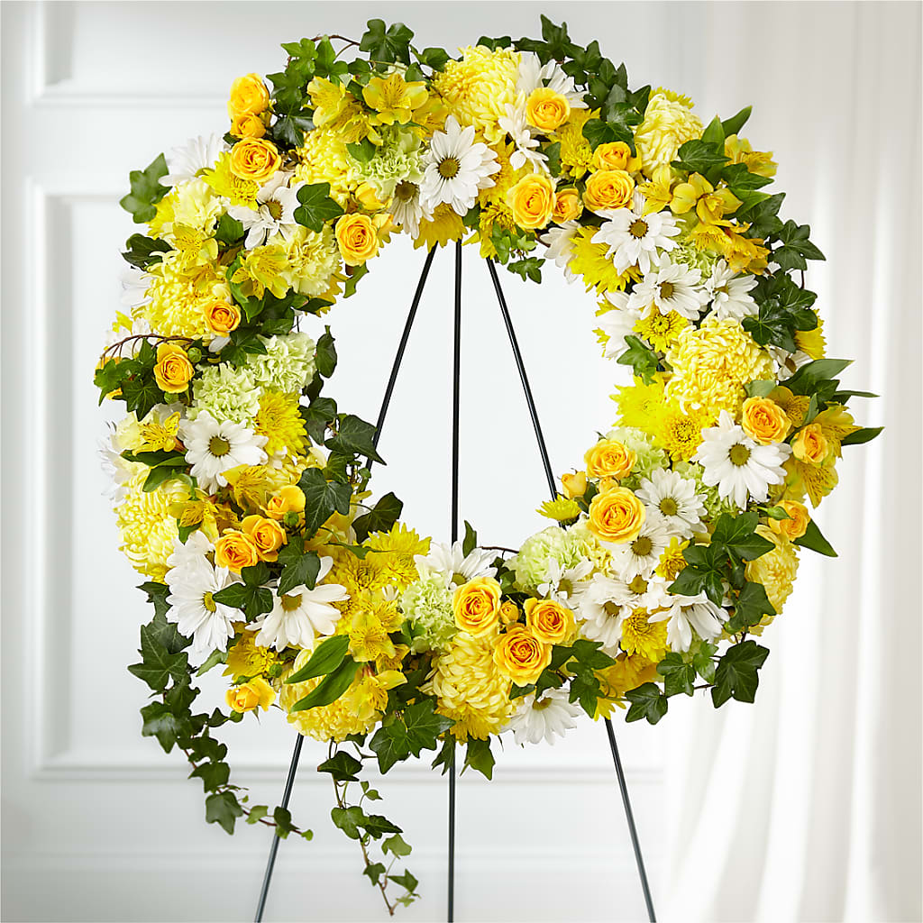 Golden Remembrance Wreath – BLOOMERS FLOWERS & GIFTS, Campbell CA