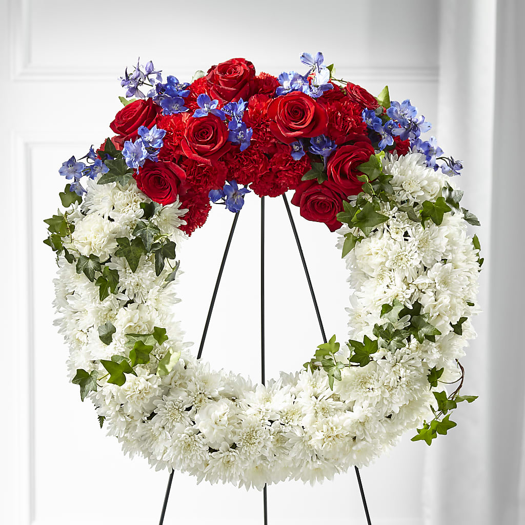 Patriotic Passion Wreath – BLOOMERS FLOWERS & GIFTS, Campbell CA