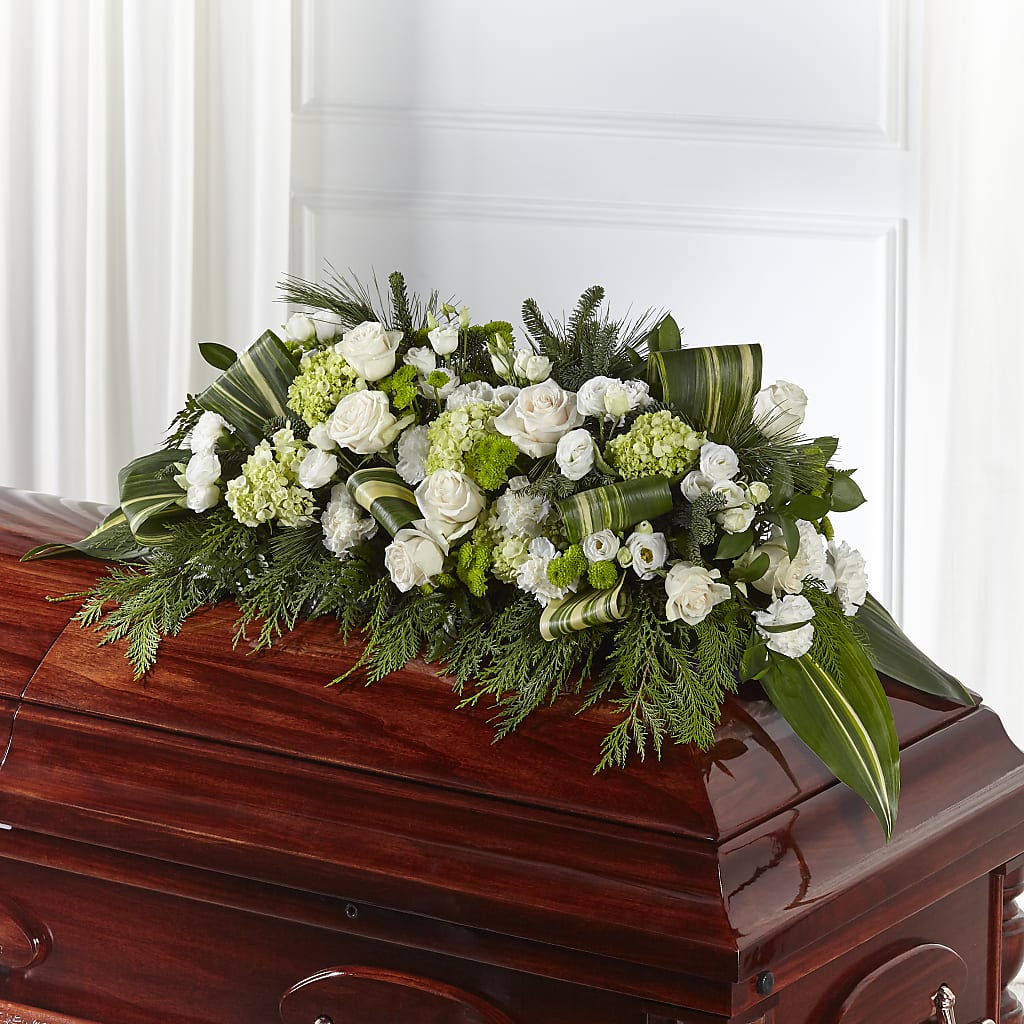 Hopeful Gesture Casket Spray – BLOOMERS FLOWERS & GIFTS, Campbell CA