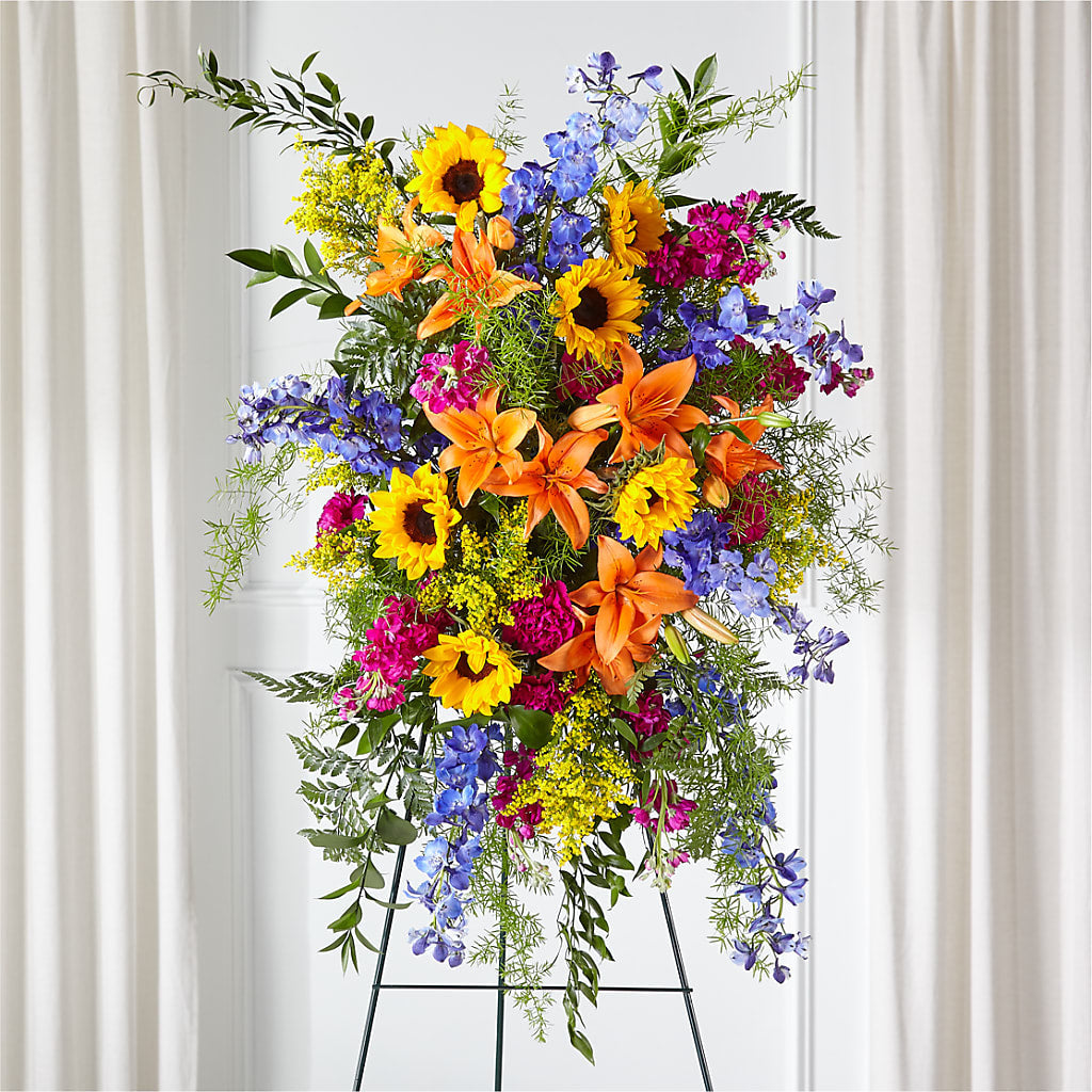 Sunlit Memories Standing Spray (Standard) – BLOOMERS FLOWERS & GIFTS, Campbell CA