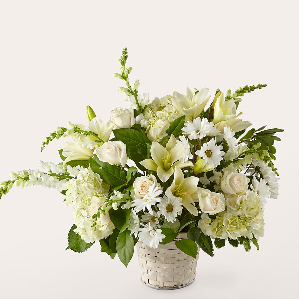 Ivory Elegance Floral Basket – BLOOMERS FLOWERS & GIFTS, Campbell CA