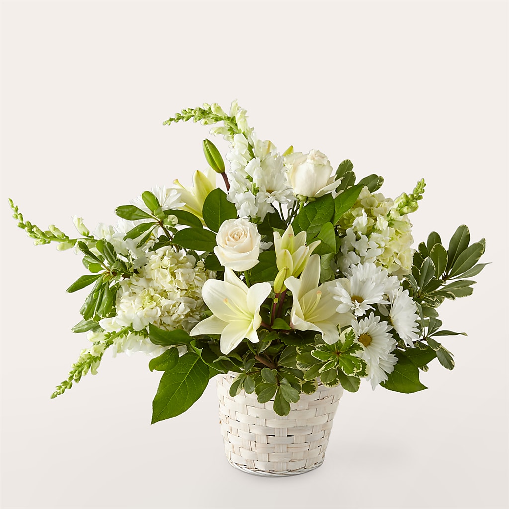 Ivory Elegance Floral Basket – BLOOMERS FLOWERS & GIFTS, Campbell CA