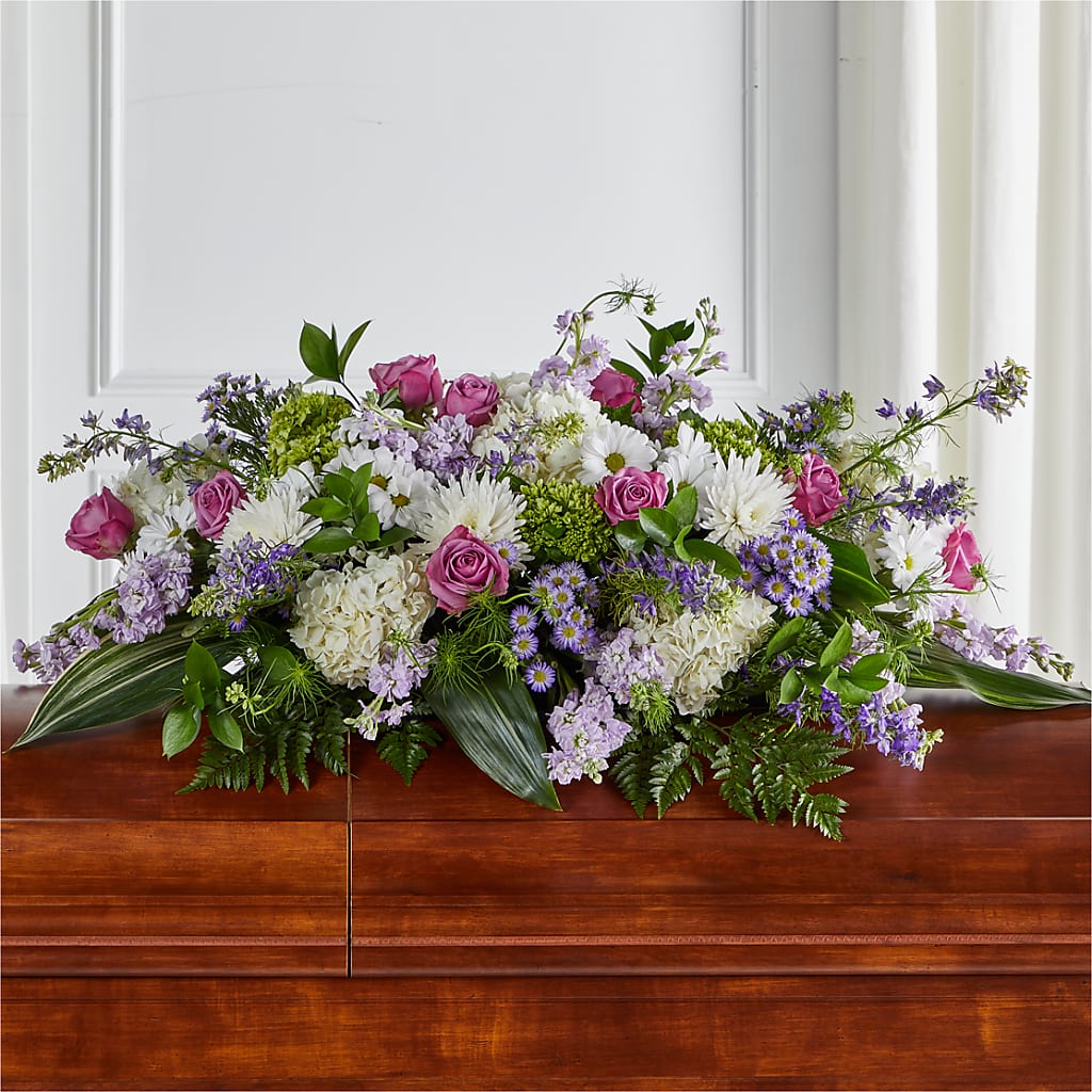 Meadows of Serenity Casket Spray – BLOOMERS FLOWERS & GIFTS, Campbell CA