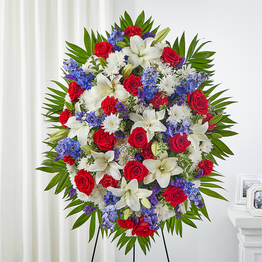 Cherished Service Standing Spray – BLOOMERS FLOWERS & GIFTS, Campbell CA