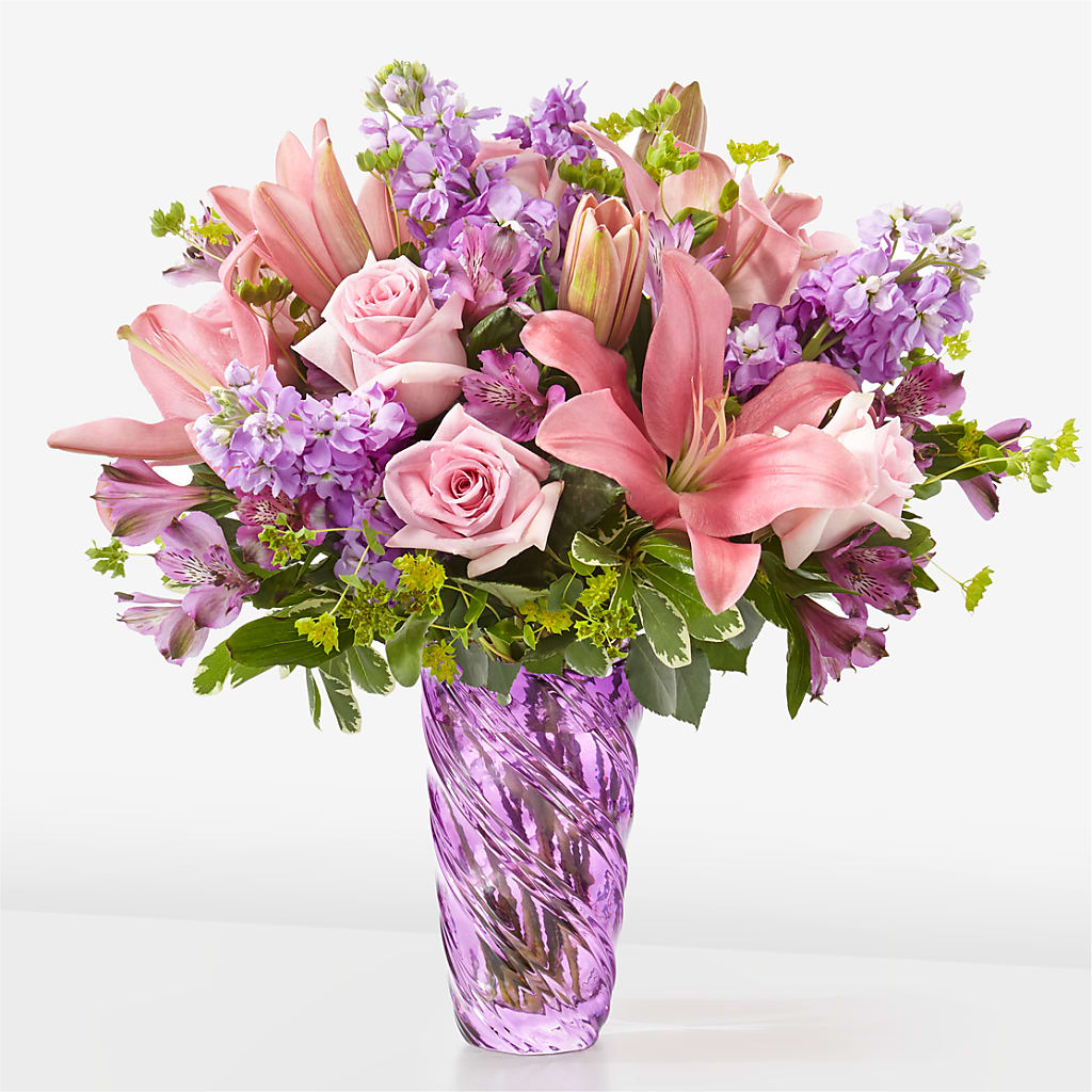 Precious Petals Bouquet with Luxe Swirl Vase – BLOOMERS FLOWERS & GIFTS, Campbell CA