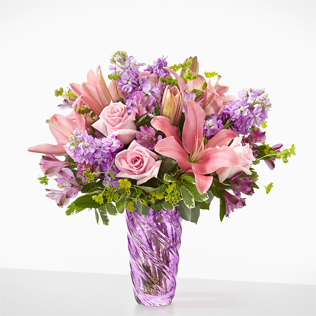 Precious Petals Bouquet with Luxe Swirl Vase – BLOOMERS FLOWERS & GIFTS, Campbell CA