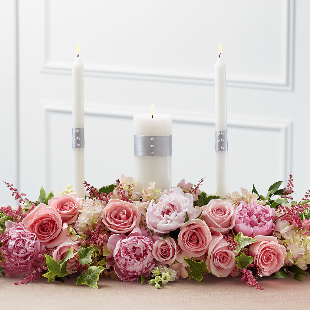 Worldwide Romance Unity Candle Arrangement – BLOOMERS FLOWERS & GIFTS, Campbell CA