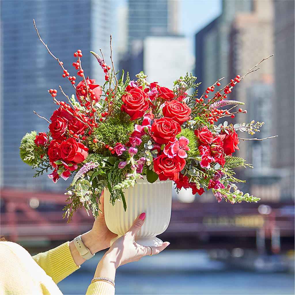 Big Red Bow Bouquet – BLOOMERS FLOWERS & GIFTS, Campbell CA