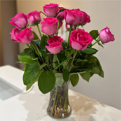 Long Stem Pink Rose Bouquet – BLOOMERS FLOWERS & GIFTS, Campbell CA