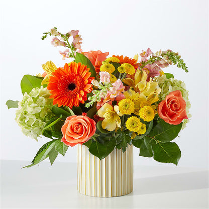 Autumn Sunshine Bouquet with Ivory Vase – BLOOMERS FLOWERS & GIFTS, Campbell CA