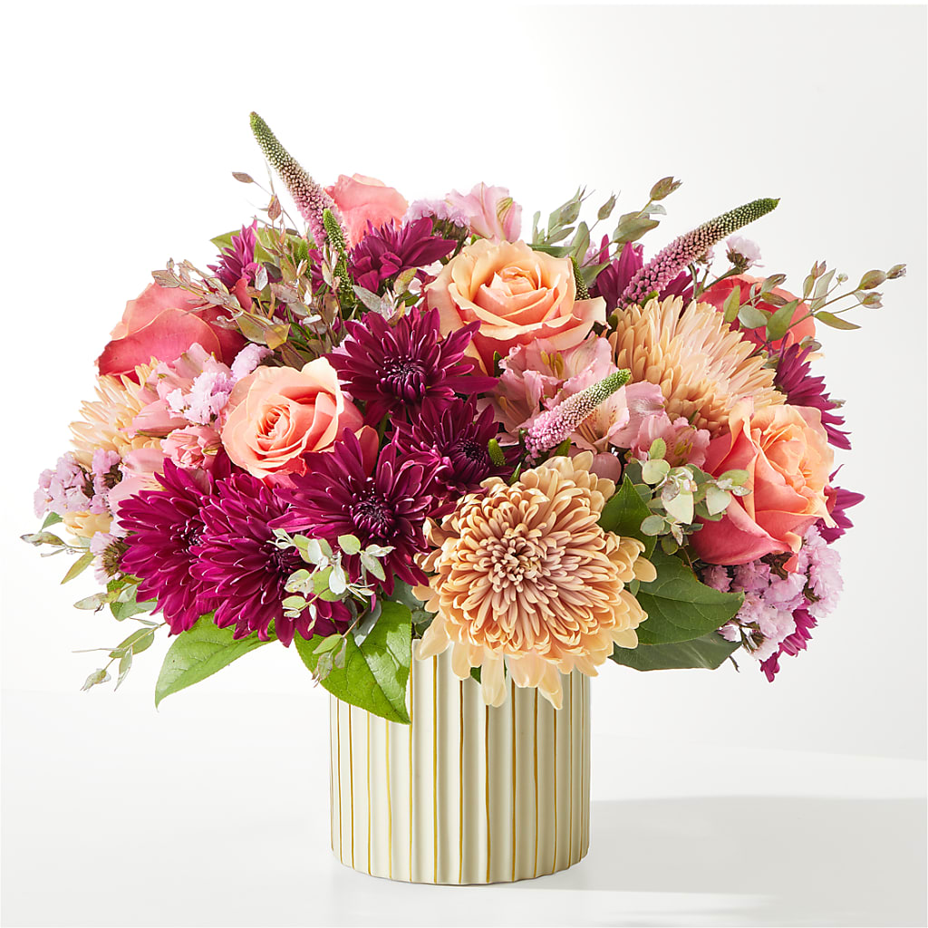 Berry Cobbler Bouquet with Ivory Vase – BLOOMERS FLOWERS & GIFTS, Campbell CA